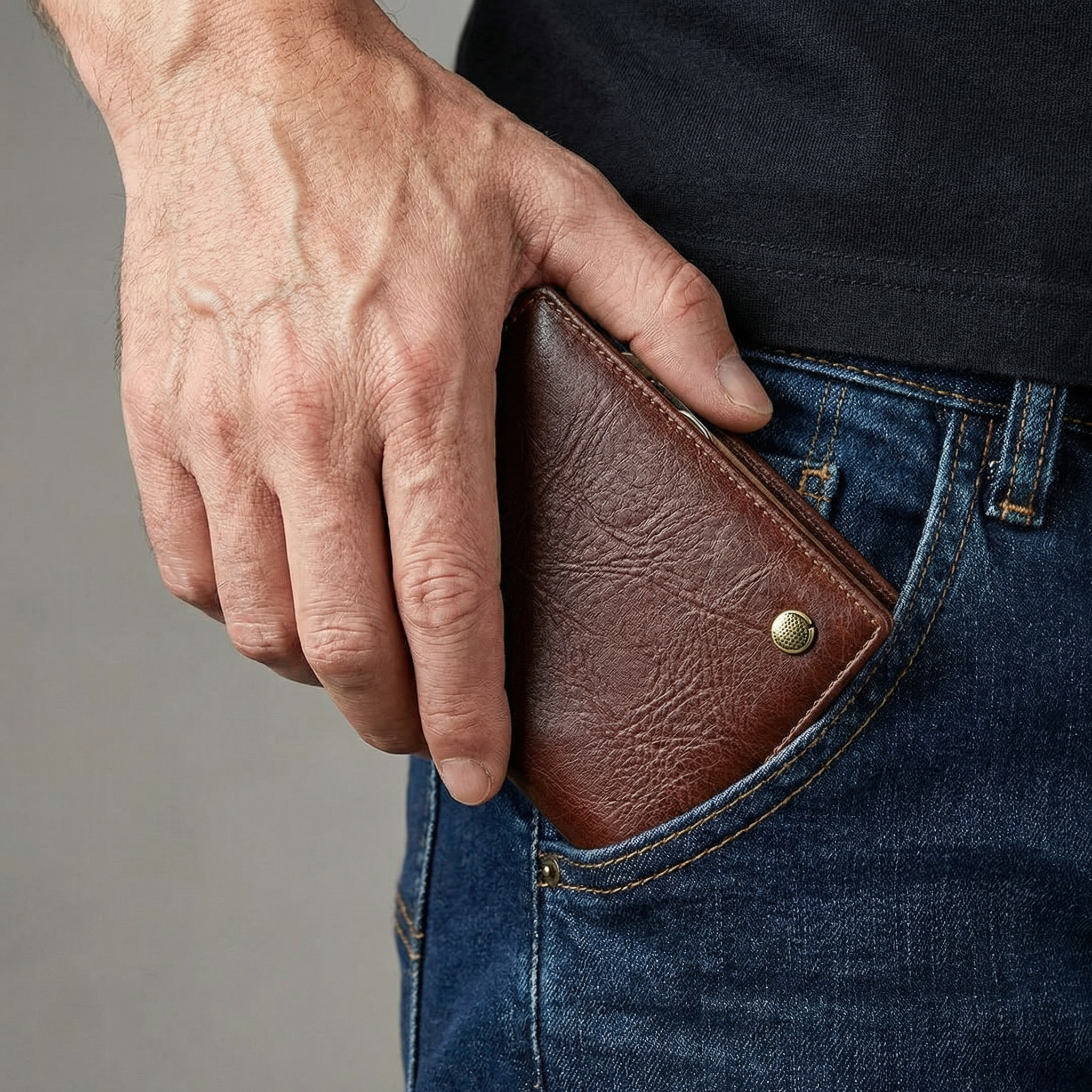 Carteira de Couro Premium Masculina – Dobra Clássica Marrom