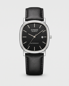 Relógio Casio Quartz Masculino – Pulseira de Couro Preta, Resistente à Água