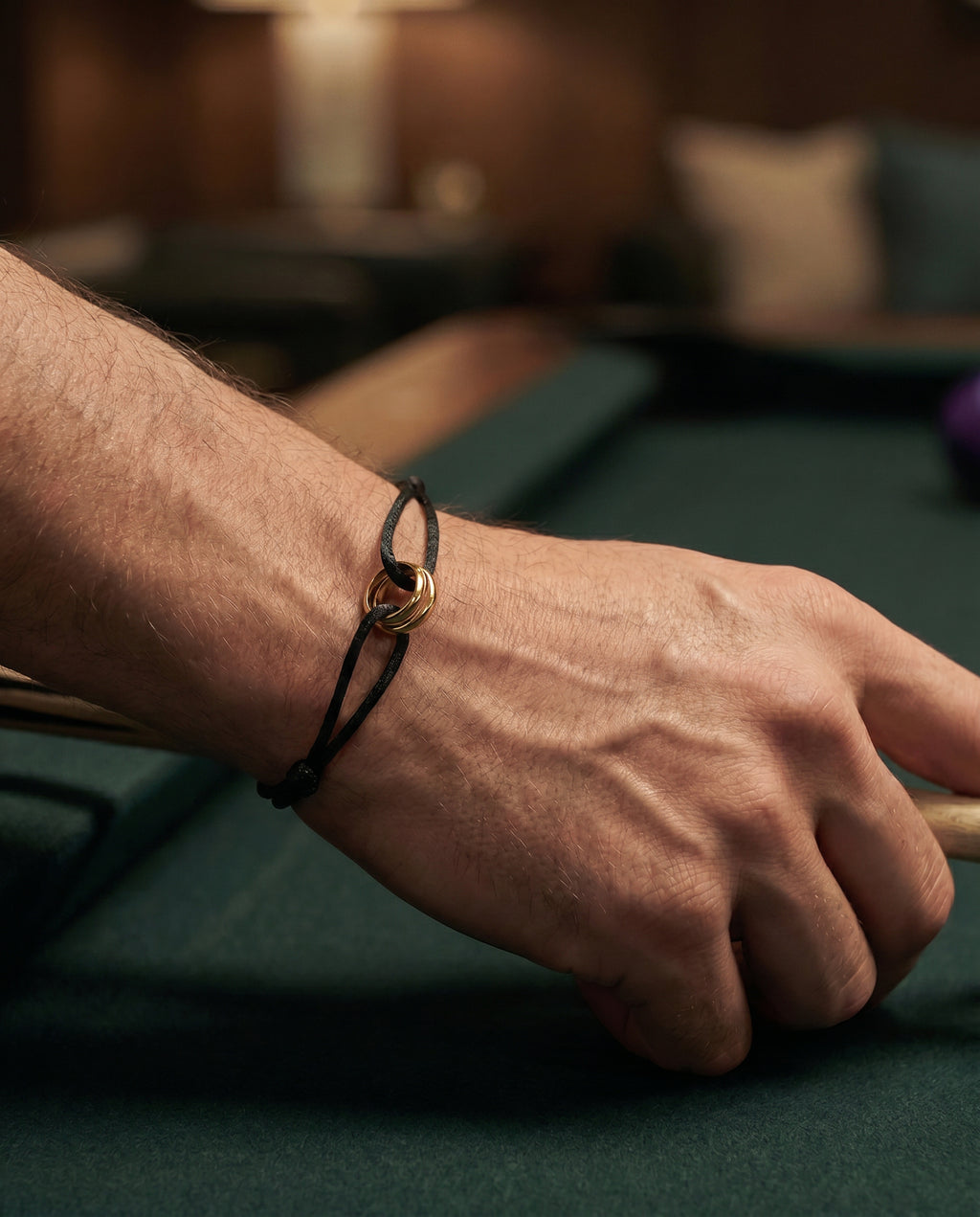 Pulseira Preta Liora para Homem – Corda Ajustável
