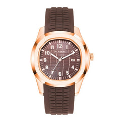 Aquattico Mens 42mm Sport Watch - Durable Brown Rubber Strap, Water Resistant