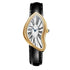Cartti Surreal Melting Watch for Men - Gold Asymmetrical Stainless Steel Case, Leather Strap